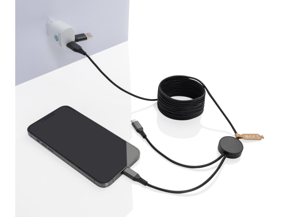 Cavo Terra riciclato da 3 metri 4 in 1 in PET RCS FullGadgets.com