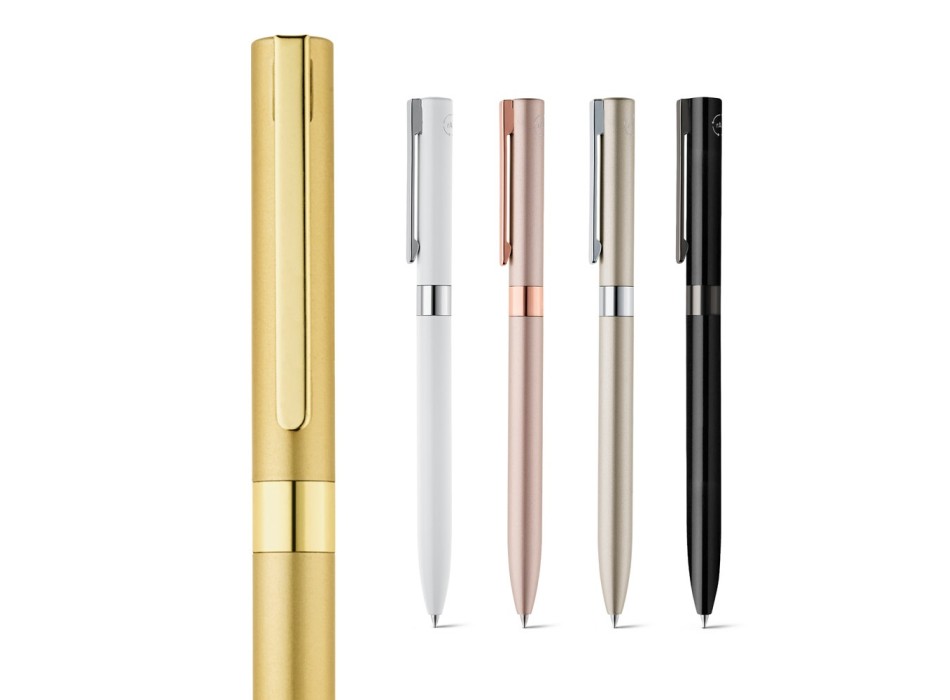 CLARE. Penna a sfera in alluminio riciclato (100% rAL) con meccanismo a rotazione e clip FullGadgets.com