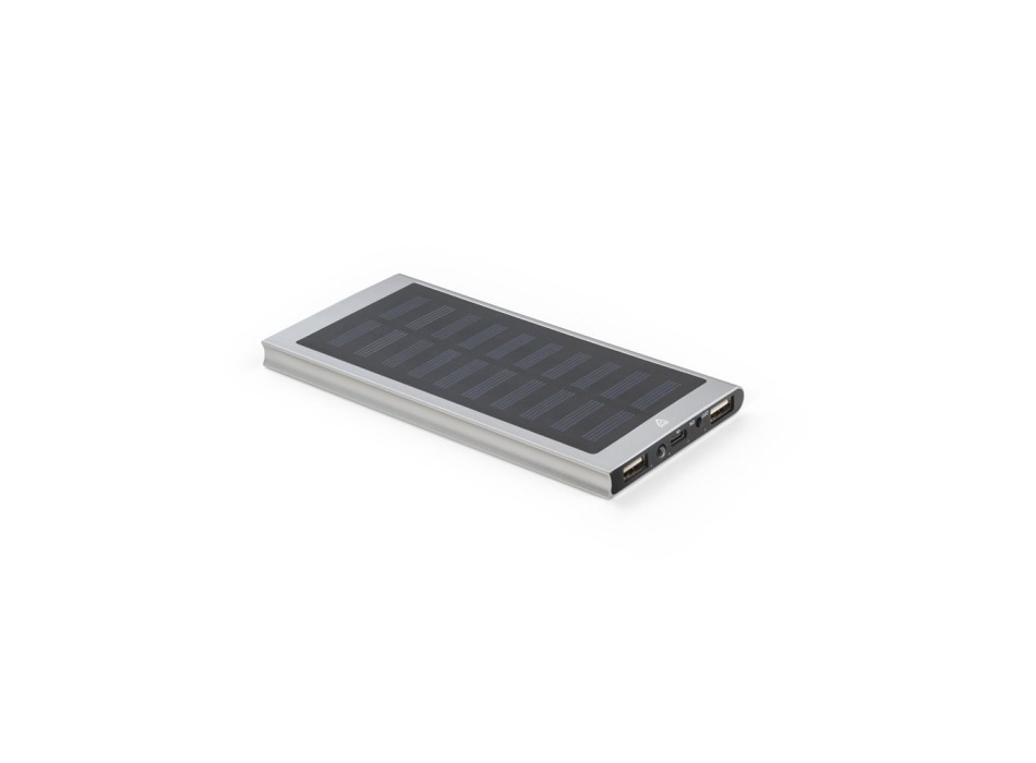 CLERK. Power bank da 8'000 mAh con pannello solare in alluminio 100% riciclato FullGadgets.com