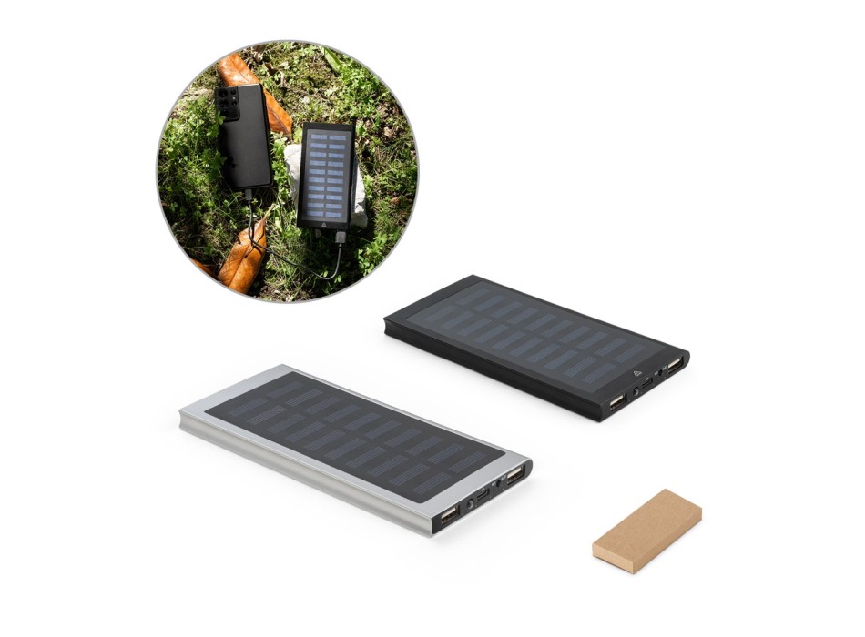 CLERK. Power bank da 8'000 mAh con pannello solare in alluminio 100% riciclato FullGadgets.com