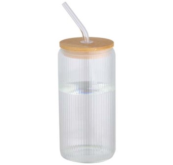 Contenitore a parete singola in vetro borosilicato con coperchio in bambù da 500 ml Mirage FullGadgets.com