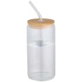 Contenitore a parete singola in vetro borosilicato con coperchio in bambù da 500 ml Mirage