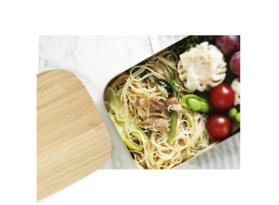 Contenitore per pranzo Tite in acciaio inossidabile con coperchio in bambù FullGadgets.com