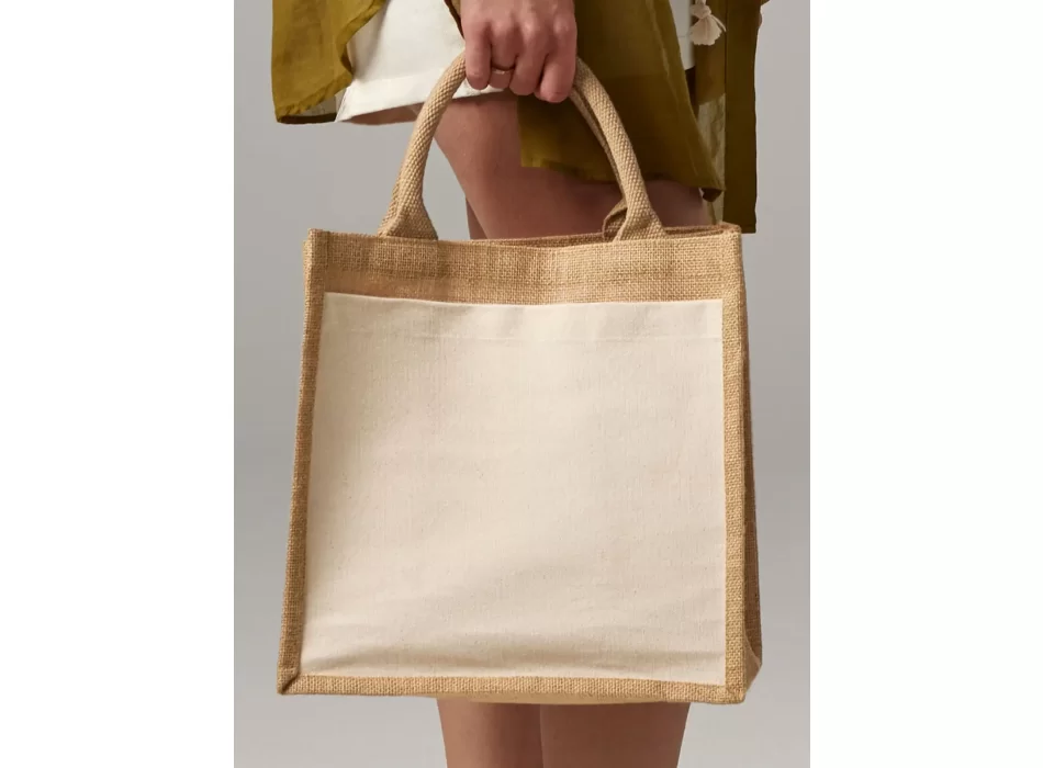 Cotton Pocket Jute Midi Tote FullGadgets.com