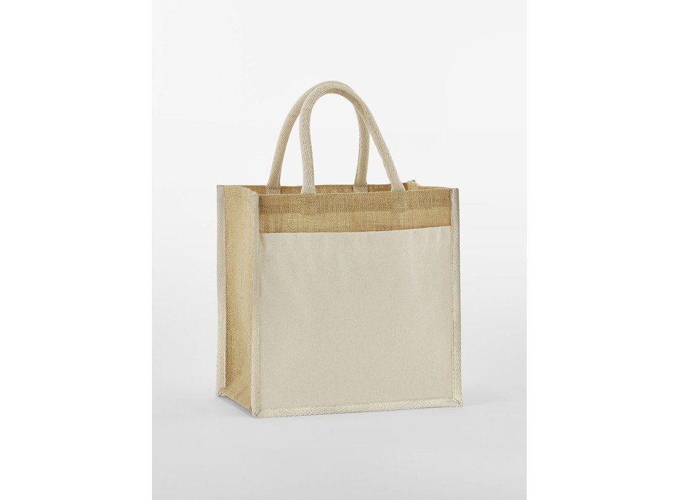 Cotton Pocket Natural Starched Jute Midi Tote FullGadgets.com