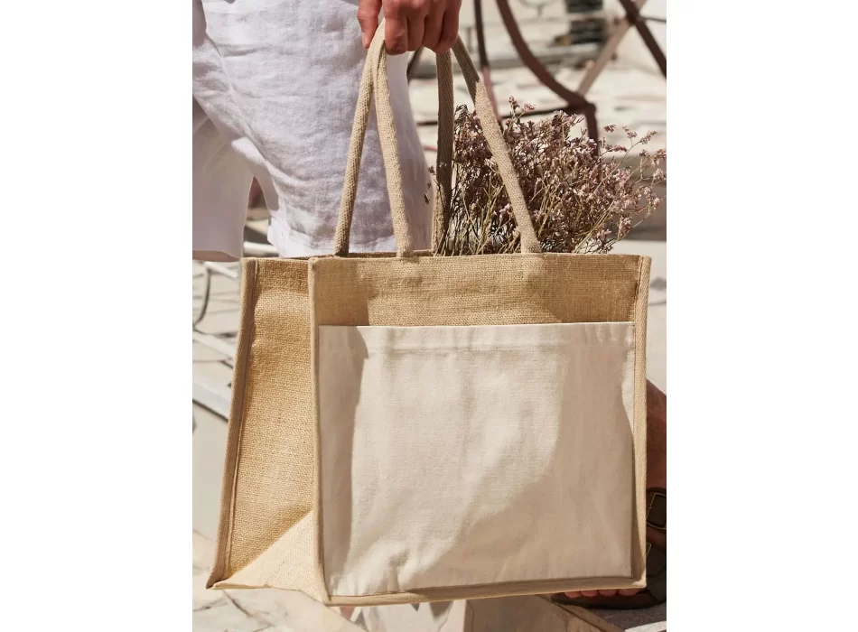 Cotton Pocket Natural Starched Jute Shopper FullGadgets.com