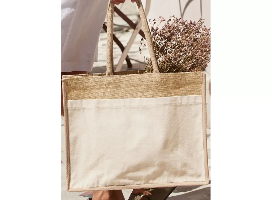 Cotton Pocket Natural Starched Jute Shopper FullGadgets.com