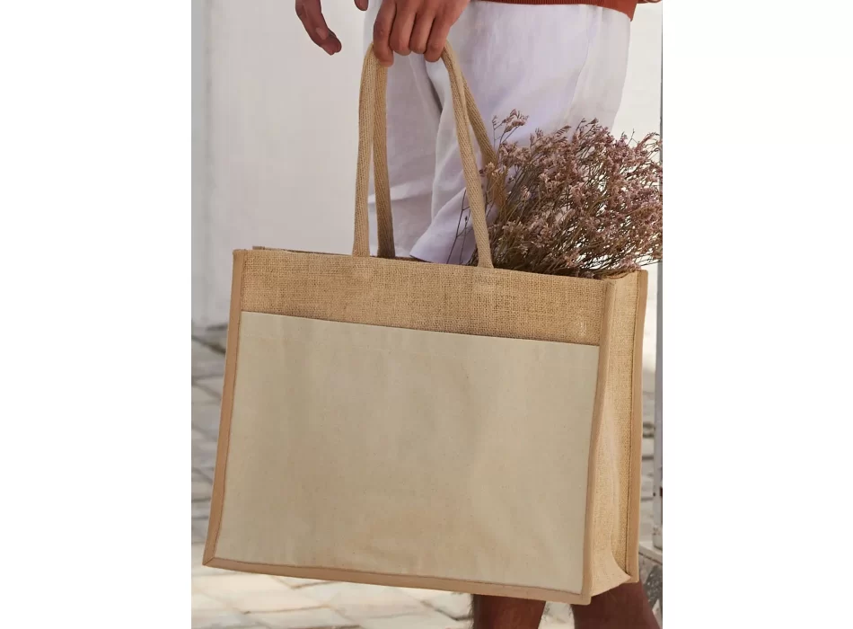 Cotton Pocket Natural Starched Jute Shopper FullGadgets.com