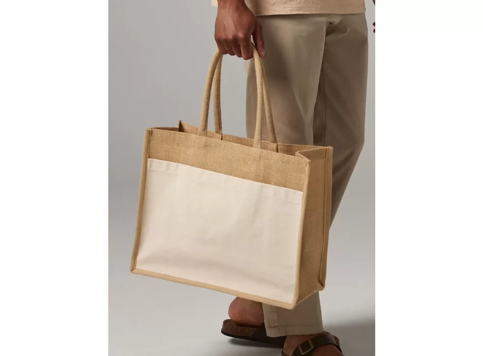 Cotton Pocket Natural Starched Jute Shopper FullGadgets.com