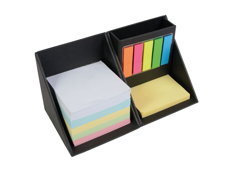 Cubo apribile in cartoncino. All'interno porta penne e foglietti adesivi colorati per note FullGadgets.com