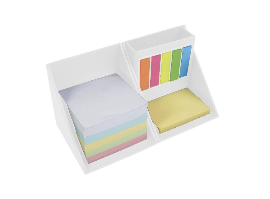 Cubo apribile in cartoncino. All'interno porta penne e foglietti adesivi colorati per note FullGadgets.com
