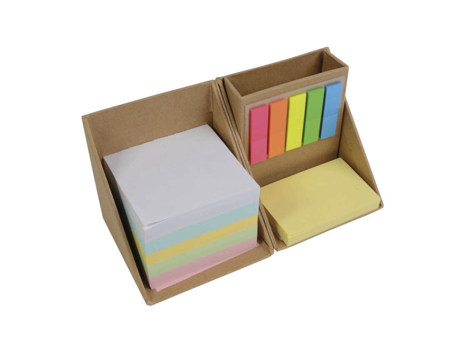 Cubo apribile in cartoncino. All'interno porta penne e foglietti adesivi colorati per note FullGadgets.com