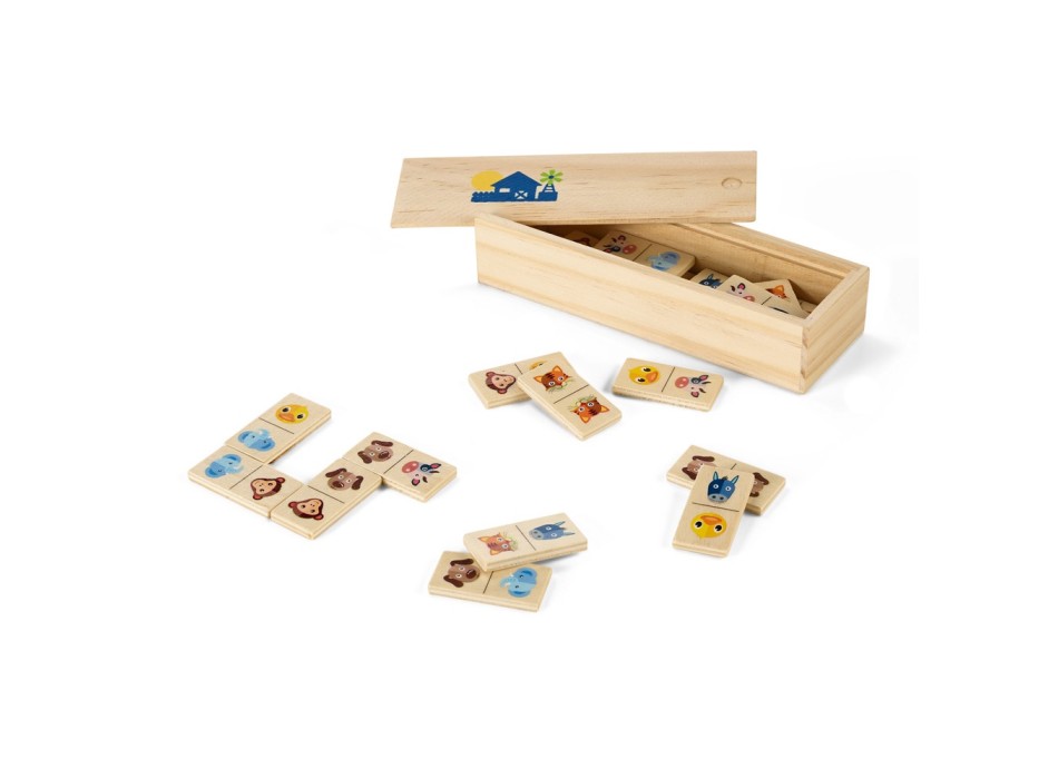 DOMIN. Gioco domino in legno per bambini. 28 pezzi con figure di animali FullGadgets.com