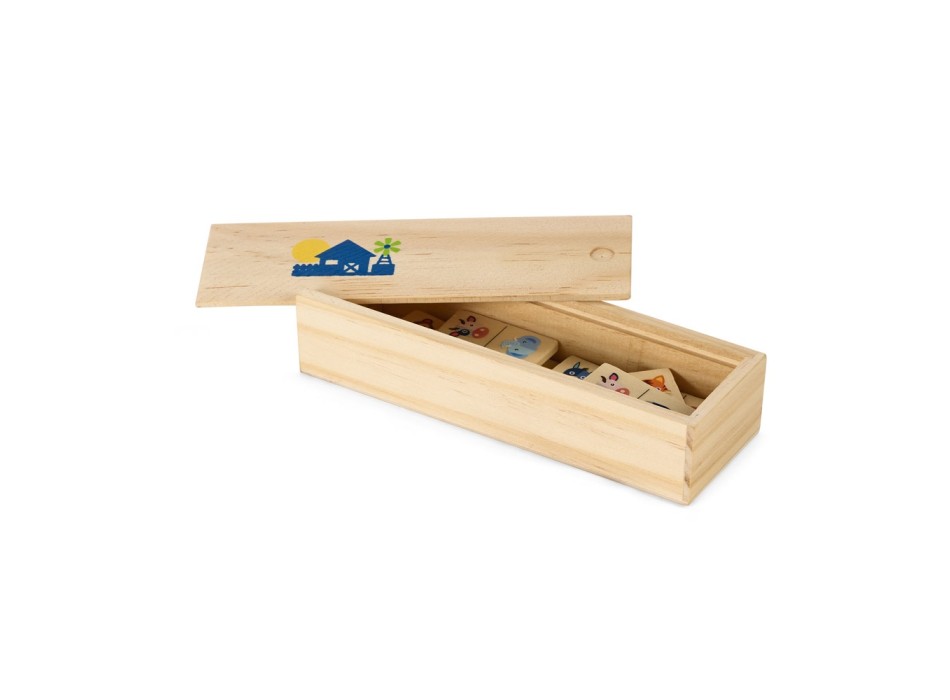 DOMIN. Gioco domino in legno per bambini. 28 pezzi con figure di animali FullGadgets.com