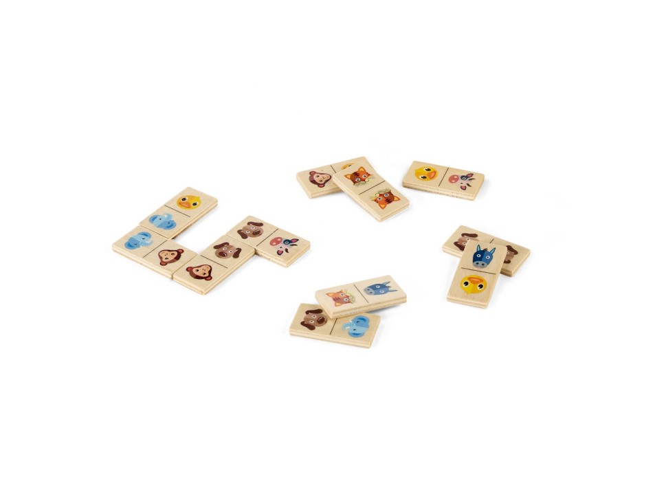 DOMIN. Gioco domino in legno per bambini. 28 pezzi con figure di animali FullGadgets.com