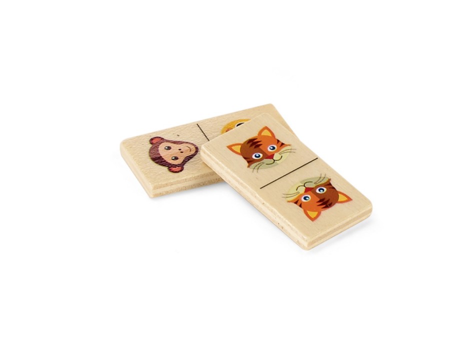 DOMIN. Gioco domino in legno per bambini. 28 pezzi con figure di animali FullGadgets.com