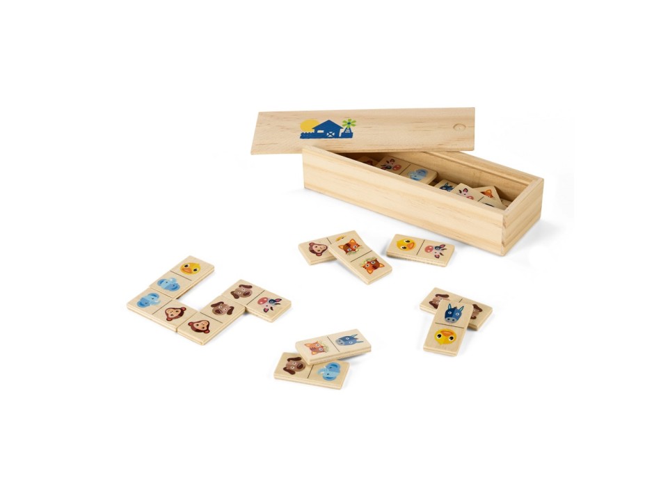 DOMIN. Gioco domino in legno per bambini. 28 pezzi con figure di animali FullGadgets.com