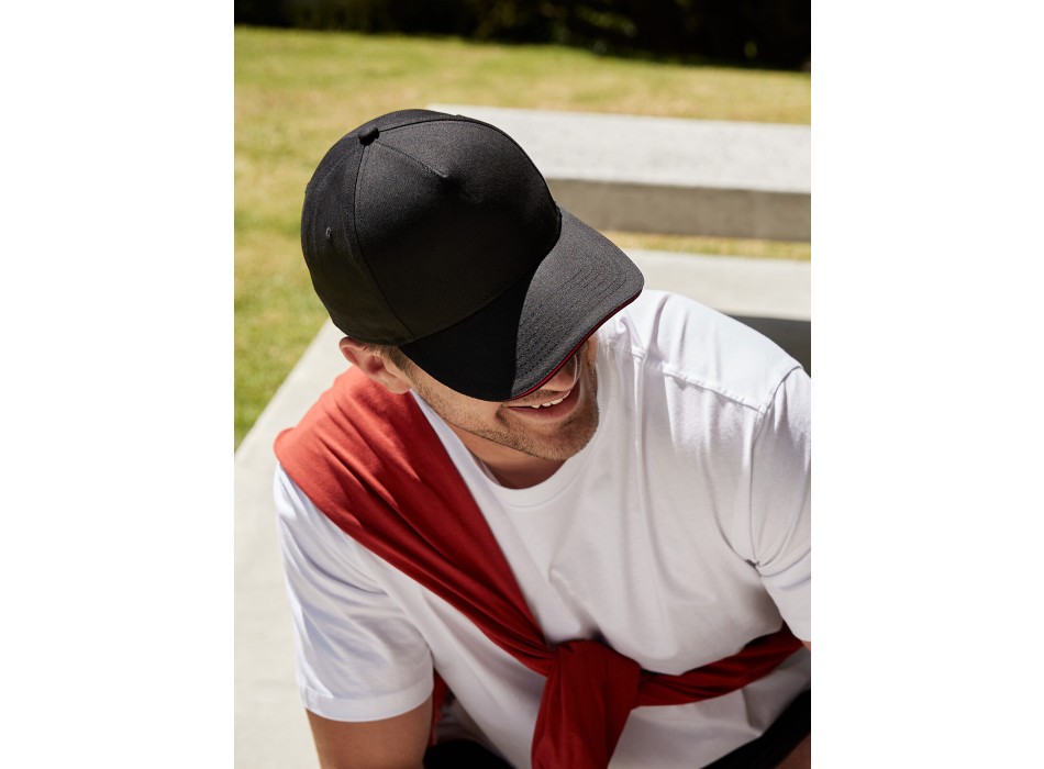 EarthAware® Classic Organic Cotton 5 Panel Cap -  Sandwich Peak FullGadgets.com