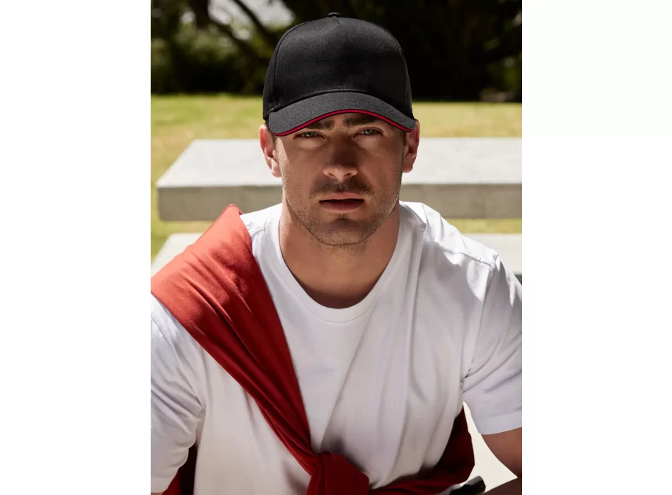 EarthAware® Classic Organic Cotton 5 Panel Cap -  Sandwich Peak FullGadgets.com