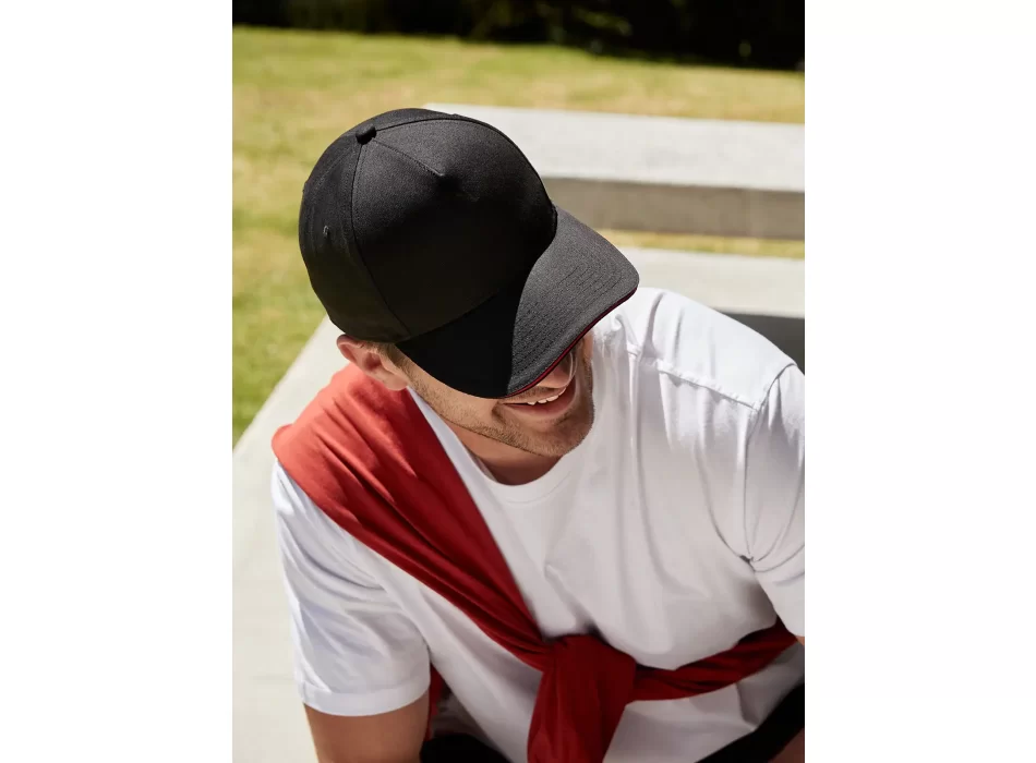 EarthAware® Classic Organic Cotton 5 Panel Cap -  Sandwich Peak FullGadgets.com