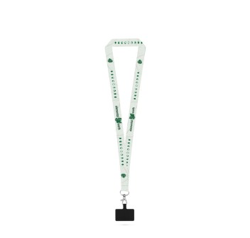 EPSOM. Lanyard per sublimazione in poliestere riciclato (100% rPET) con moschettone e supporto per smartphone FullGadgets.com
