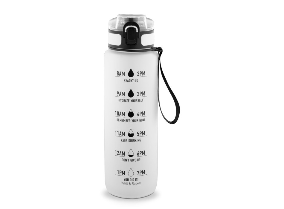 ERIKSSON. Borraccia in PET riciclato (100% rPET), con frasi motivazionali e indicazioni orarie per incoraggiare a bere acqua FullGadgets.com