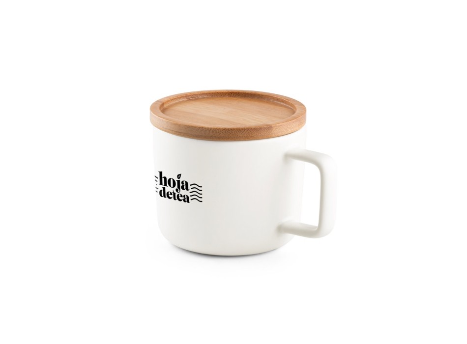 FANGIO. Tazza in ceramica da 220 mL con tappo e base in bambù FullGadgets.com