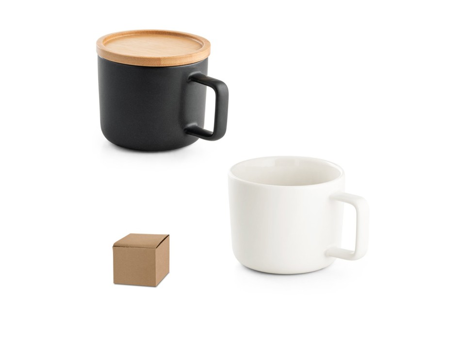 FANGIO. Tazza in ceramica da 220 mL con tappo e base in bambù FullGadgets.com