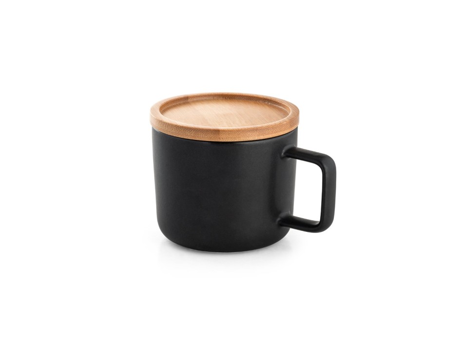 FANGIO. Tazza in ceramica da 220 mL con tappo e base in bambù FullGadgets.com