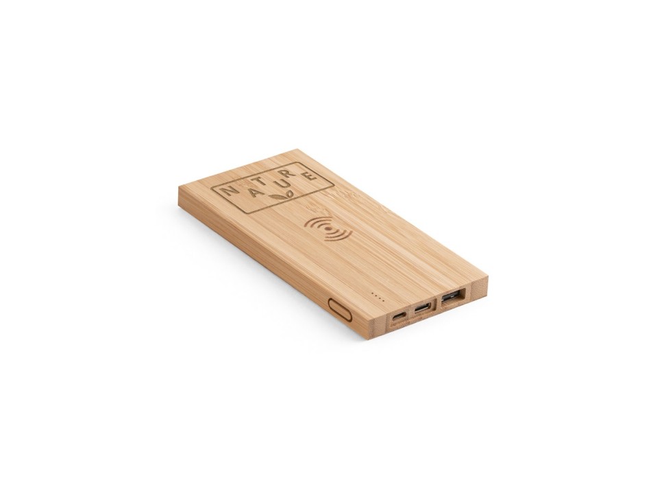 FITCH. Power bank da 5'000 mAh con caricatore wireless da 5W in bambù FullGadgets.com