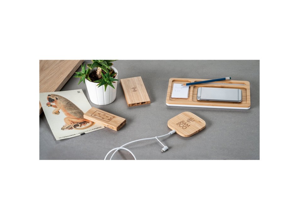 FITCH. Power bank da 5'000 mAh con caricatore wireless da 5W in bambù FullGadgets.com