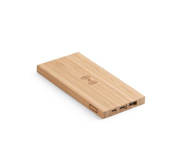 FITCH. Power bank da 5'000 mAh con caricatore wireless da 5W in bambù FullGadgets.com