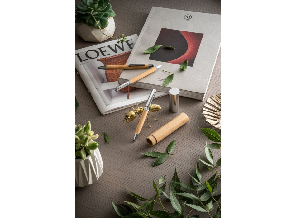 FUJI. Penna a sfera in metallo e bambù con custodia FullGadgets.com