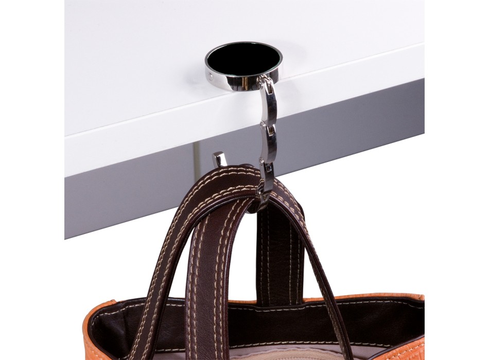 Gancio appendiborsa tondo in metallo, richiudibile con chiusura rafforzata da due magneti FullGadgets.com