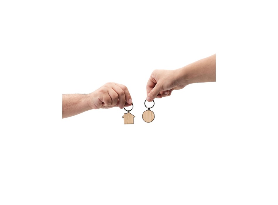 GASTON ROUND. Portachiavi in ferro con forma rotonda in zinco e bambù FullGadgets.com