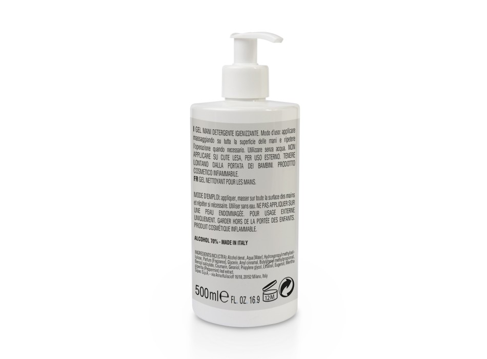 Gel detergente igienizzante mani (500 ml) con estratto di menta piperita. Made in Italy FullGadgets.com