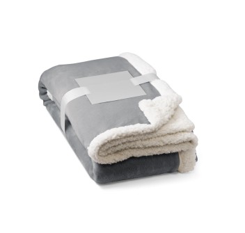 HEIDEN. Coperta reversibile in pile confezionata (190 g/m²) con nastro in raso e cartoncino personalizzabile FullGadgets.com