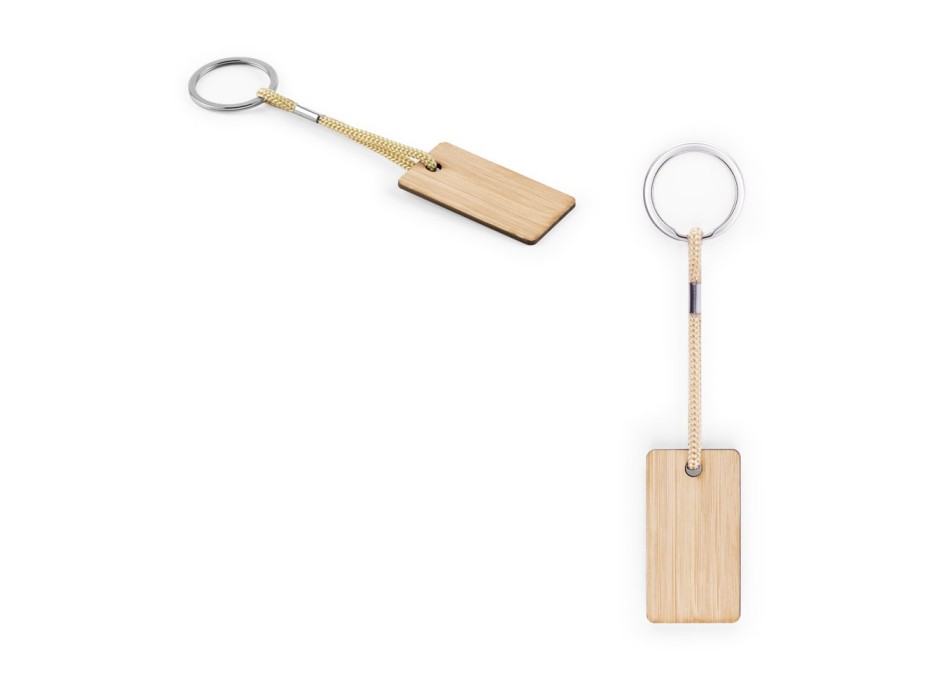 HOPPS. Portachiavi rettangolare in bambù con cordino in PET FullGadgets.com