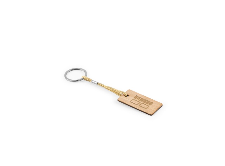 HOPPS. Portachiavi rettangolare in bambù con cordino in PET FullGadgets.com