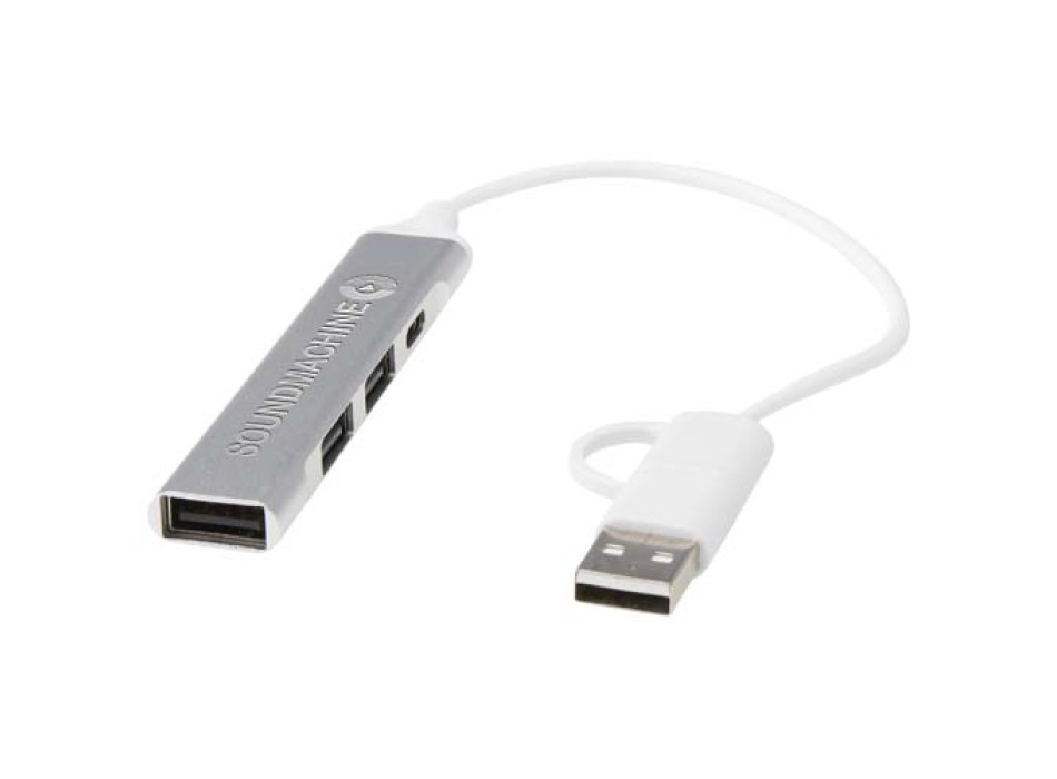 Hub USB-A e Tipo-C a 4 porte in alluminio riciclato con doppio ingresso Alkaid FullGadgets.com