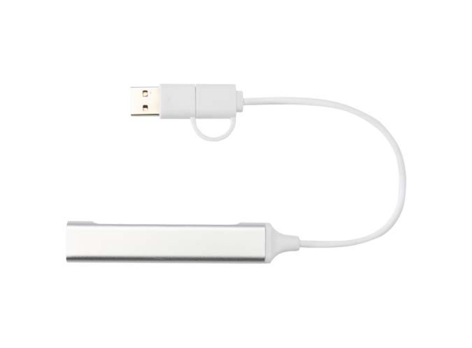 Hub USB-A e Tipo-C a 4 porte in alluminio riciclato con doppio ingresso Alkaid FullGadgets.com