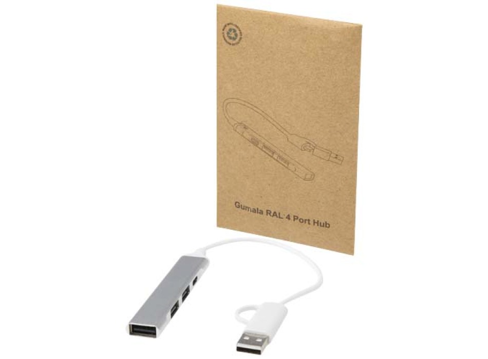 Hub USB-A e Tipo-C a 4 porte in alluminio riciclato con doppio ingresso Alkaid FullGadgets.com