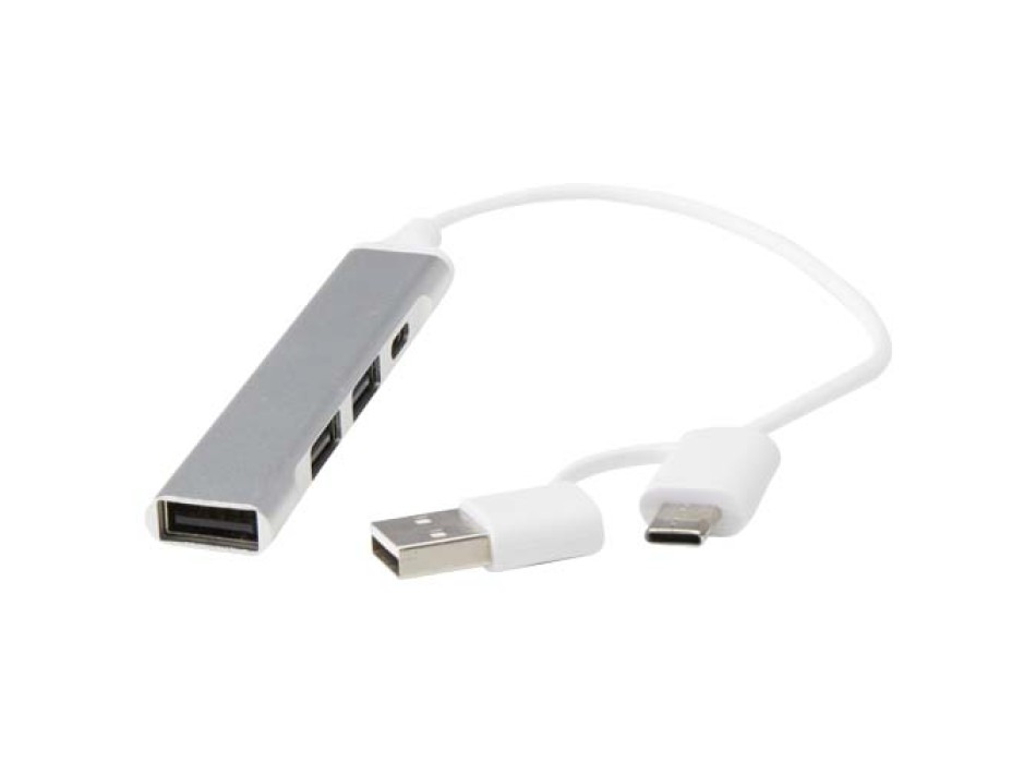 Hub USB-A e Tipo-C a 4 porte in alluminio riciclato con doppio ingresso Alkaid FullGadgets.com