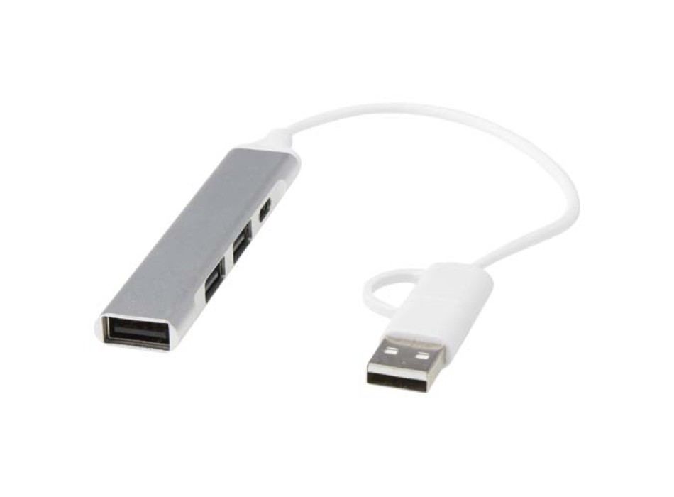 Hub USB-A e Tipo-C a 4 porte in alluminio riciclato con doppio ingresso Alkaid FullGadgets.com