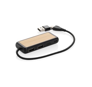 Hub USB doppio input Link in plastica e bambù riciclati FullGadgets.com