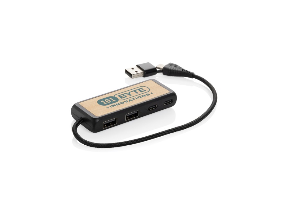 Hub USB doppio input Link in plastica e bambù riciclati FullGadgets.com