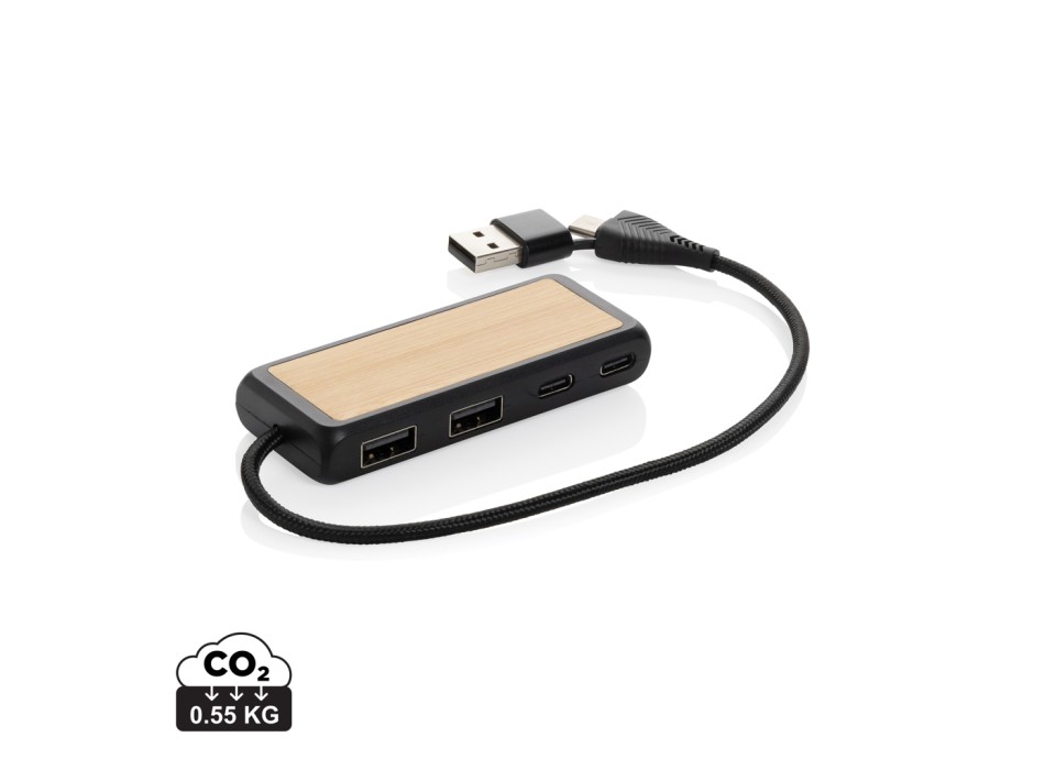 Hub USB doppio input Link in plastica e bambù riciclati FullGadgets.com