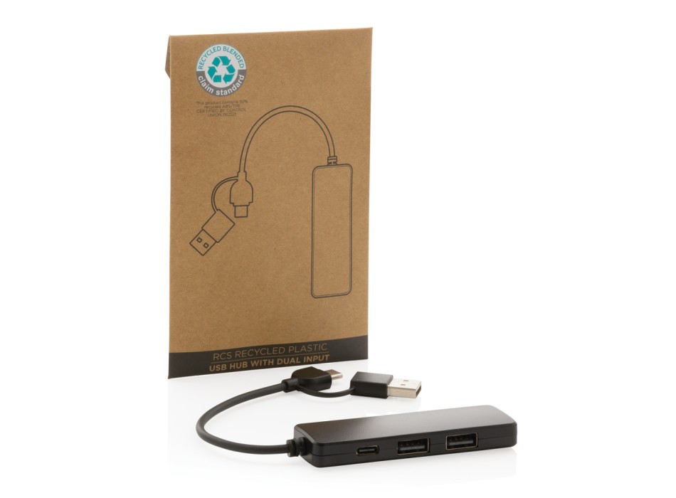 Hub USB RCS in plastica riciclata con doppio ingresso FullGadgets.com