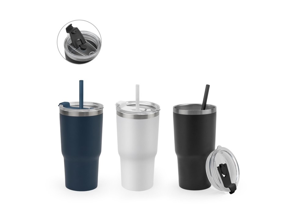 JOYNER M. Tazza da viaggio compatta in acciaio inossidabile (riciclata al 91%) con doppia parete isolata sottovuoto e finitura opaca da 600 ml FullGadgets.com