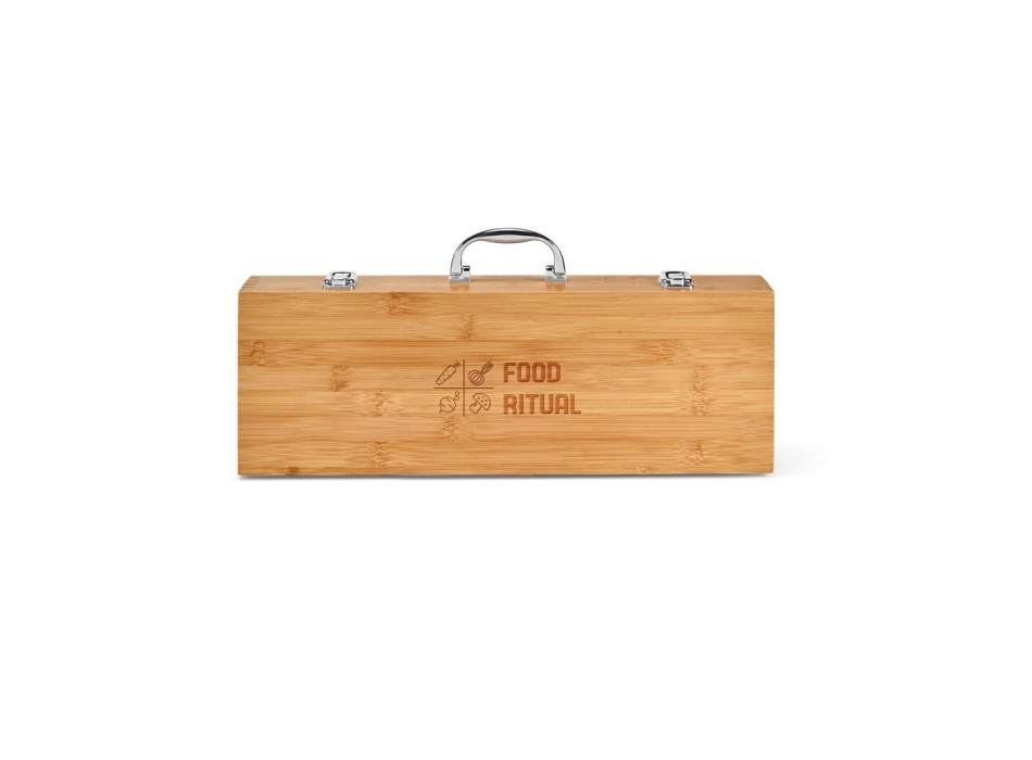 KABSA. Set di utensili per barbecue in scatola di bambù FullGadgets.com